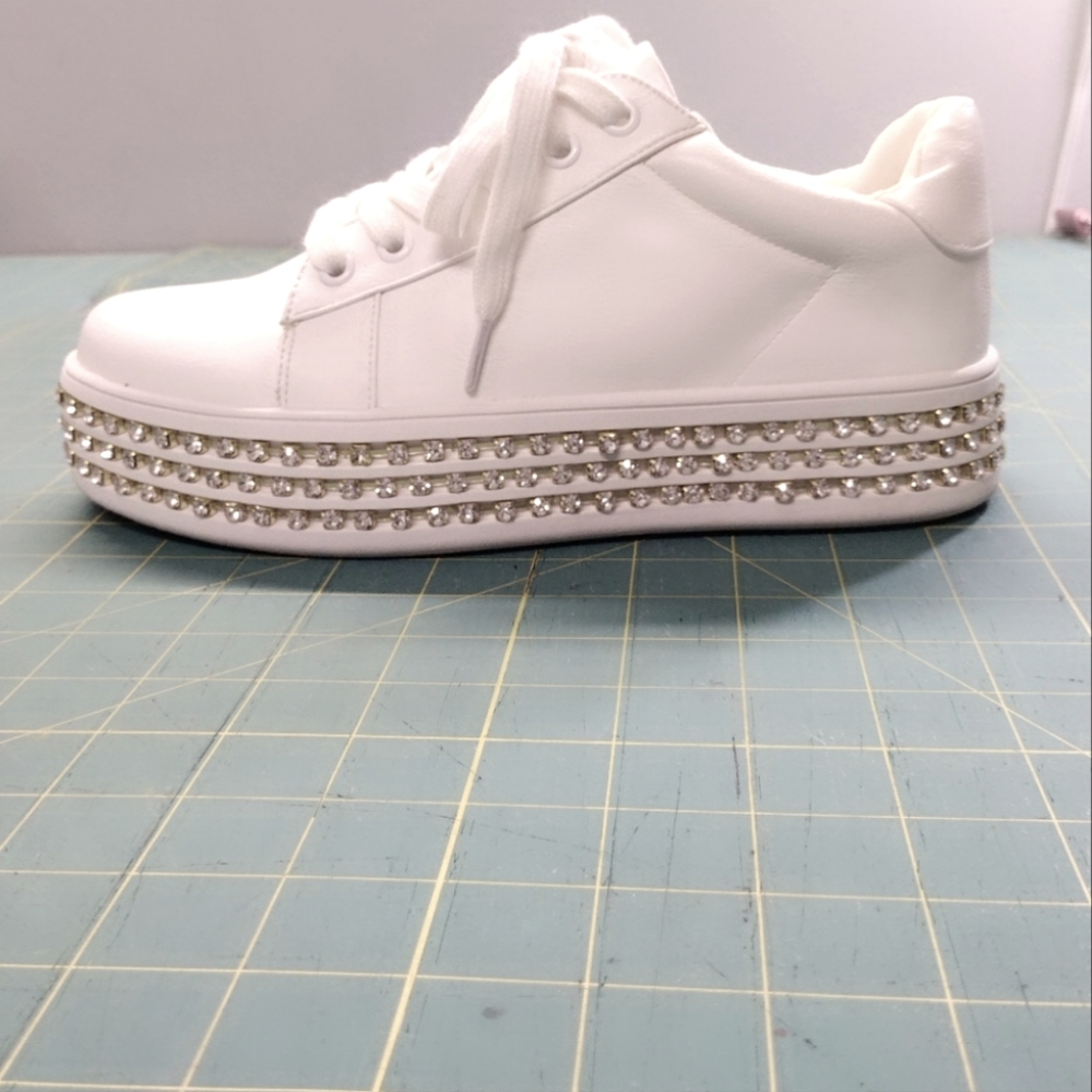 Platform Sneakers with rhinestone trim